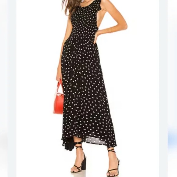 Free People Chambray Butterflies Dot Maxi Dress in Black - Picture 1 of 16